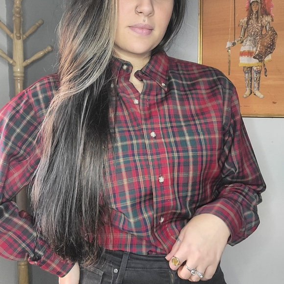 Vintage 60s 70s Pendleton Wool Plaid Button Down Shirt Mens Medium Red USA - Picture 1 of 10